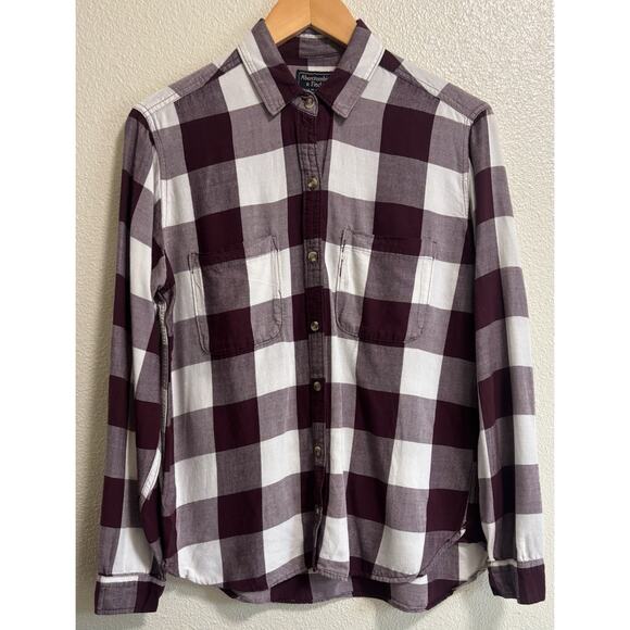 Abercrombie & Fitch Women’s Size S Plaid Flannel Button Up Long Sleeve Shirt Y2K - Picture 1 of 8